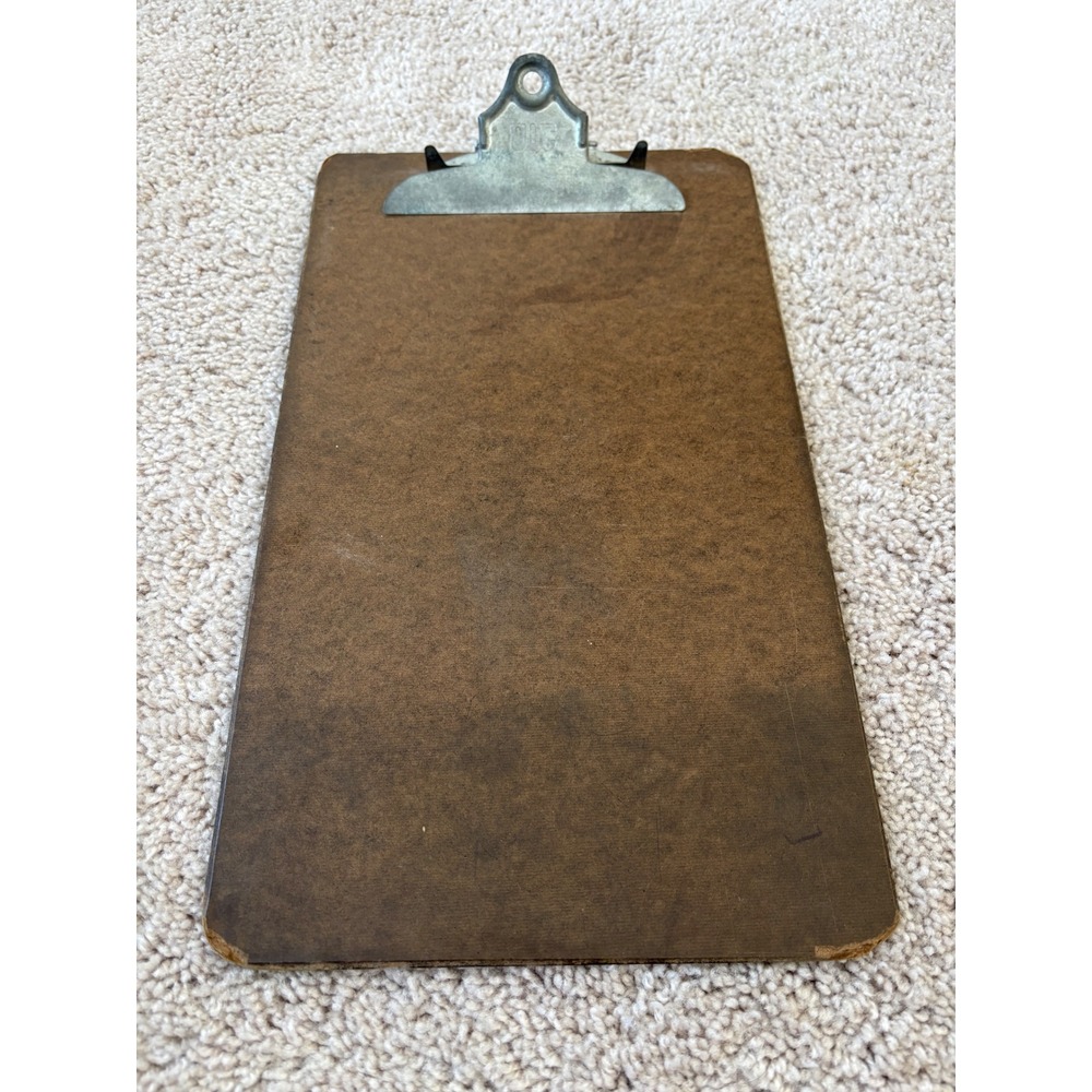 Vintage UIC Hardboard‎ Clipboard 15 x 9 Metal Clip Holder Made in USA Office